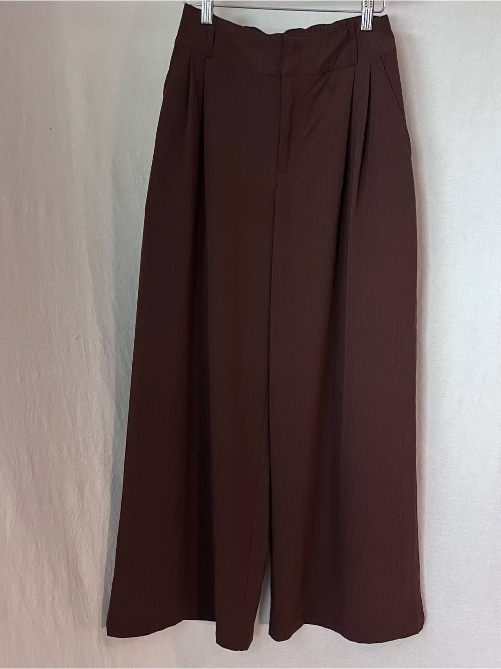 Alo Yoga High-Waist Pursuit Trouser Espresso Brown Pleated Wide Leg Size Small